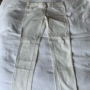 7 for all mankind white straight leg jeans with some stretch